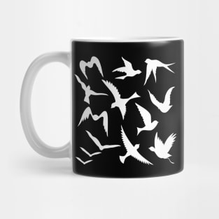 Flying Birds White Silhouettes Mug